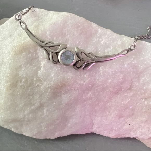 Sterling Silver with Blue Gem Necklace - Picture 4 of 10